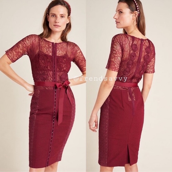 Byron Lars Dresses & Skirts - BYRON LARS CARISSIMA FLORAL LACE SHEATH DRESS SHORT SLEEVE ANTHROPOLOGIE 2 NWT